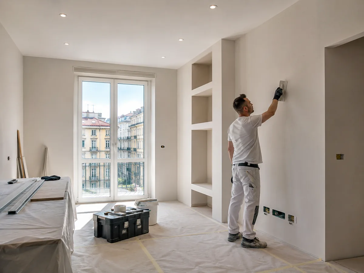 Lavori in cartongesso in un ufficio a Milano